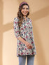Beige Pure Cotton Floral Printed Straight Tunic